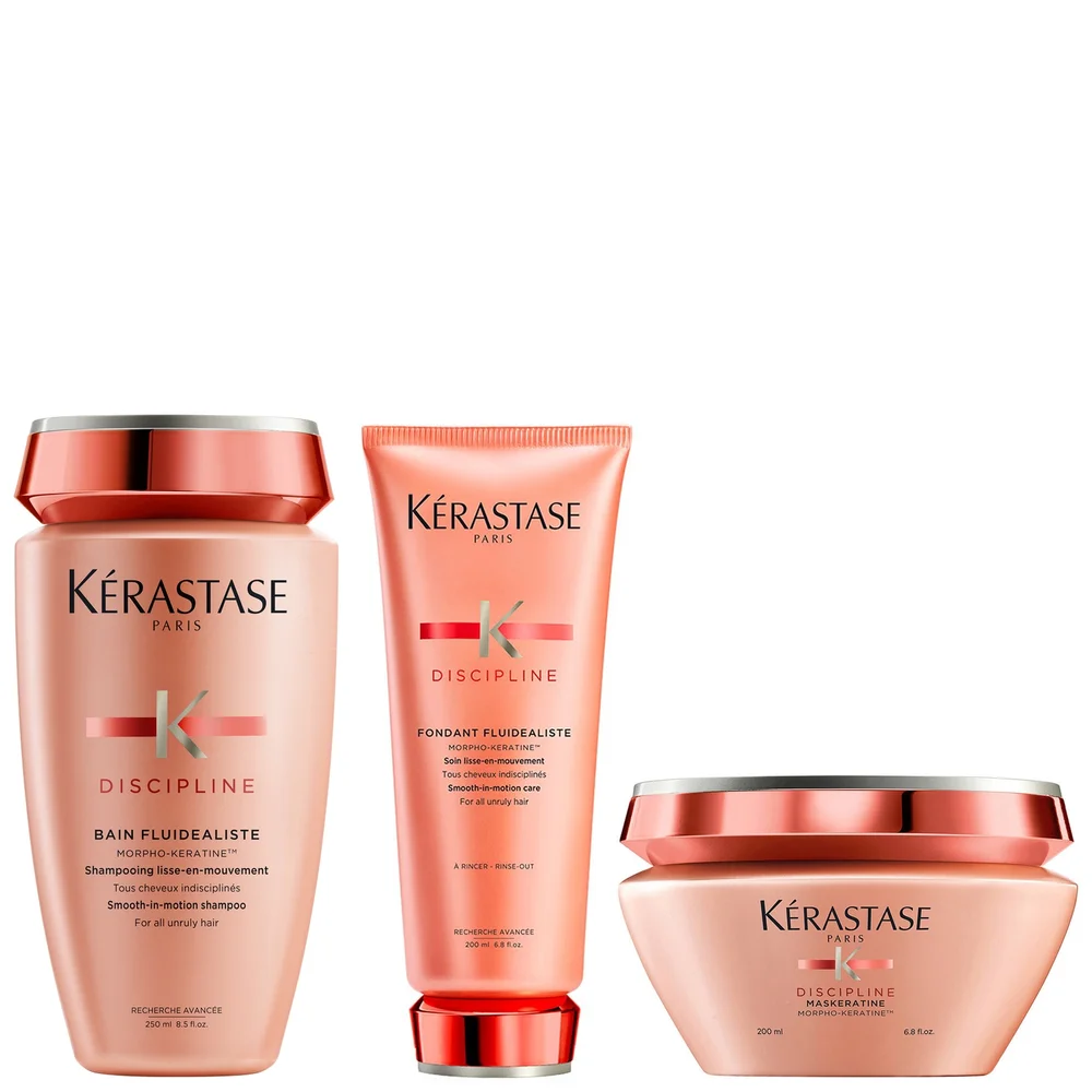 Kérastase Trio: Discipline Bain Fluidealiste Shampoo 250ml, Fondant Fluidealiste Conditioner 200ml & Maskeratine Masque 200ml Image 1