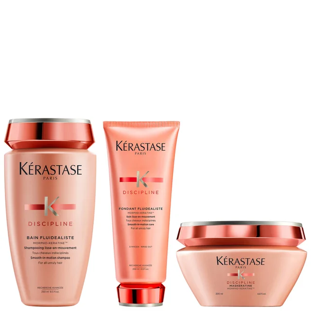 Kérastase Trio: Discipline Bain Fluidealiste Shampoo 250ml, Fondant Fluidealiste Conditioner 200ml & Maskeratine Masque 200ml