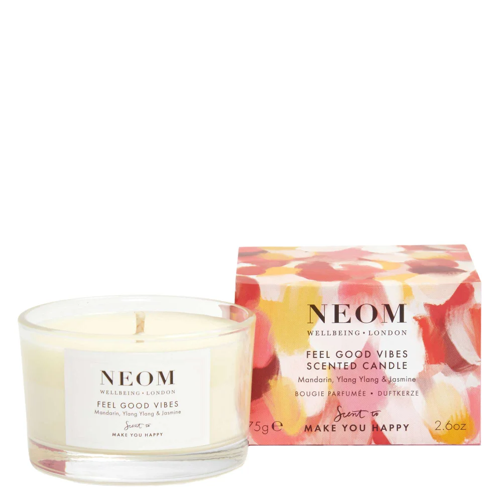 Neom Wellbeing London Scent To Make You Happy Feel Good Vibes Travel Candle 75g Image 1