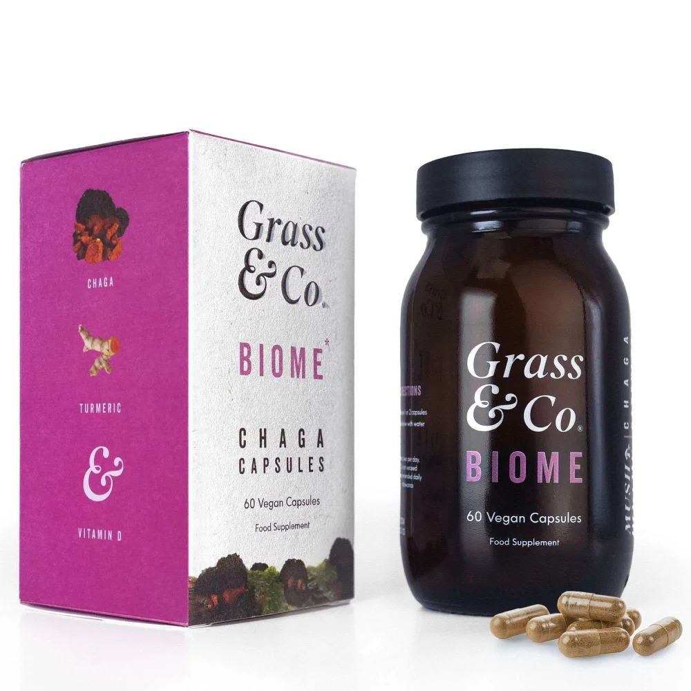 Grass & Co Mushrooms Capsules Biome Chaga Mushrooms x 60 Capsules Image 1