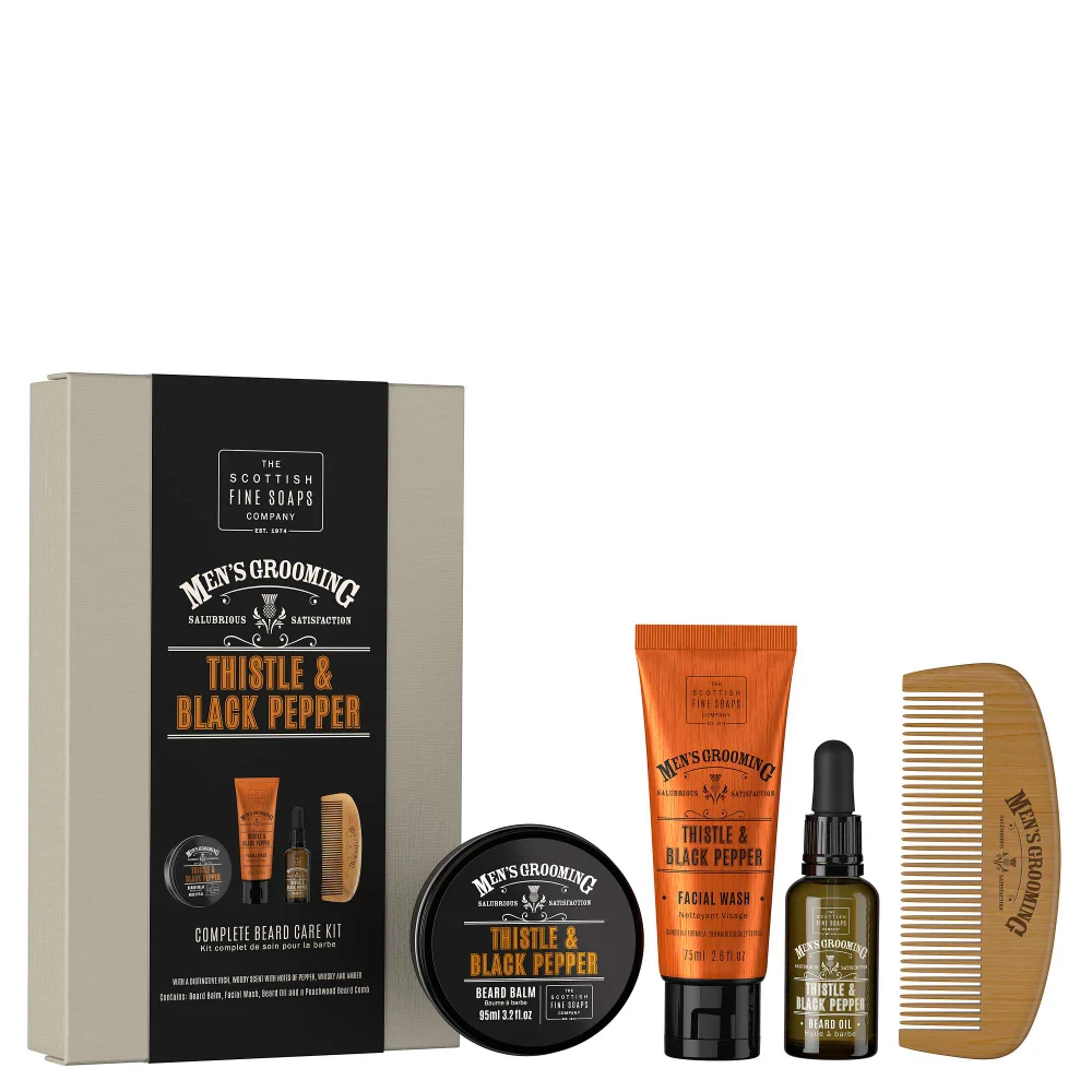 Scottish Fine Soaps Company Men's Grooming Thistle & Black Pepper Face & Beard Kit Image 1