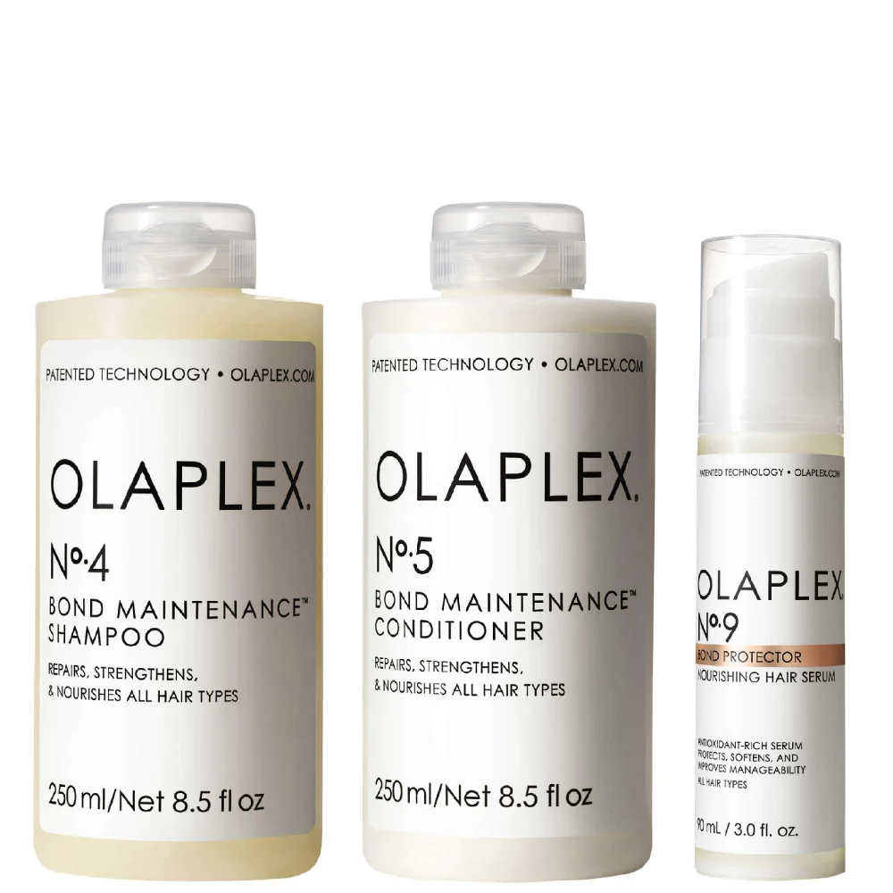 Olaplex Bundles Trio: Shampoo No.4 250ml, Conditioner No.5 250ml & Styling No.9 Hair Serum 90ml Image 1