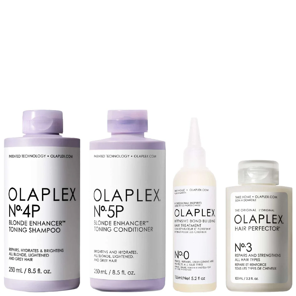 Olaplex Set: No.4P Shampoo 250ml, No.5P Conditioner 250ml, No.3 Treatment 100ml & No.0 Treatment 155ml Image 1
