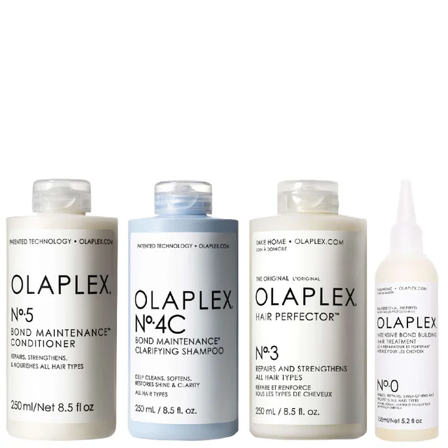 Olaplex Set: No.4C Shampoo 250ml, No.5 Conditioner 250ml, No.0 Treatment 155ml & No.3 Treatment 250ml