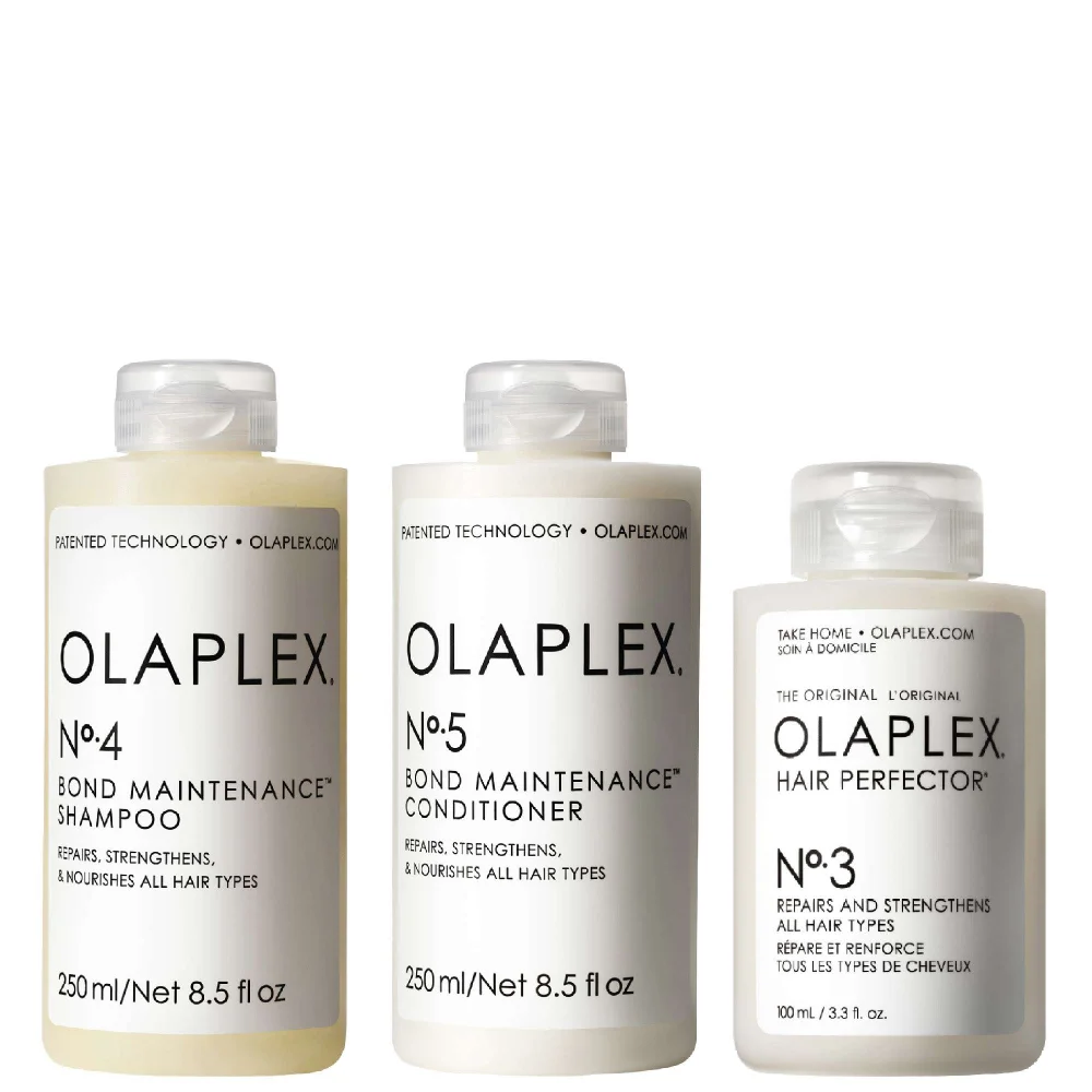 Olaplex Trio: No.4 Shampoo 250ml, No.5 Conditioner 250ml & No.3 Hair Perfector Treatment 100ml Image 1