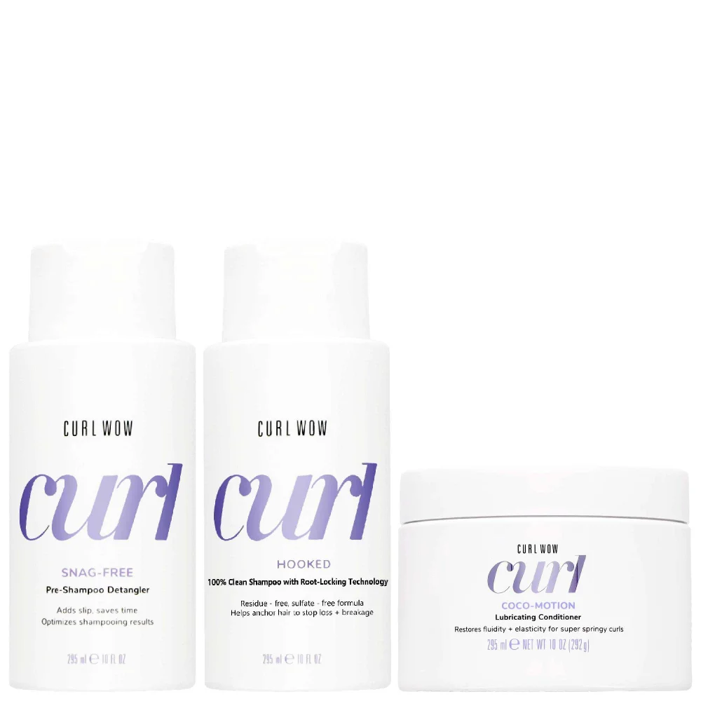 Color Wow Trio: Snag-Free Pre-Shampoo 295ml, Hooked Shampoo 295ml & Coco-Motion Conditioner 295ml Image 1