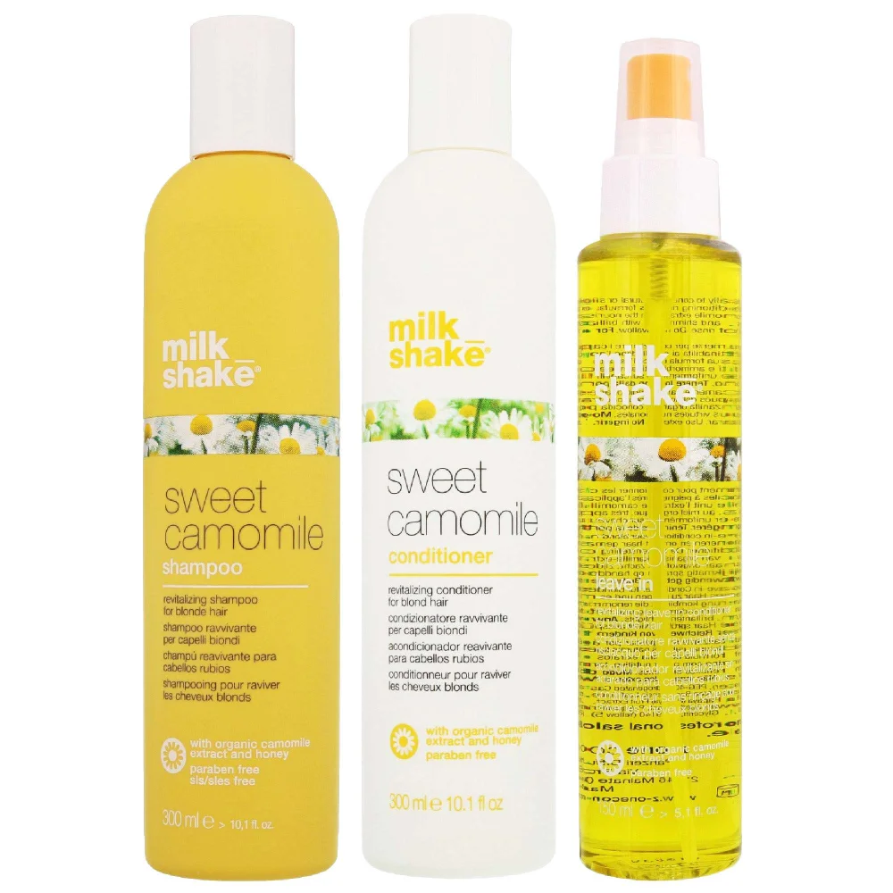 milk_shake Trio: Sweet Camomile Shampoo 300ml, Conditioner 300ml & Leave-In Conditioner 150ml Image 1