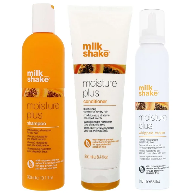 milk_shake Trio: Moisture Plus Shampoo 300ml, Conditioner 250ml & Whipped Cream 200ml