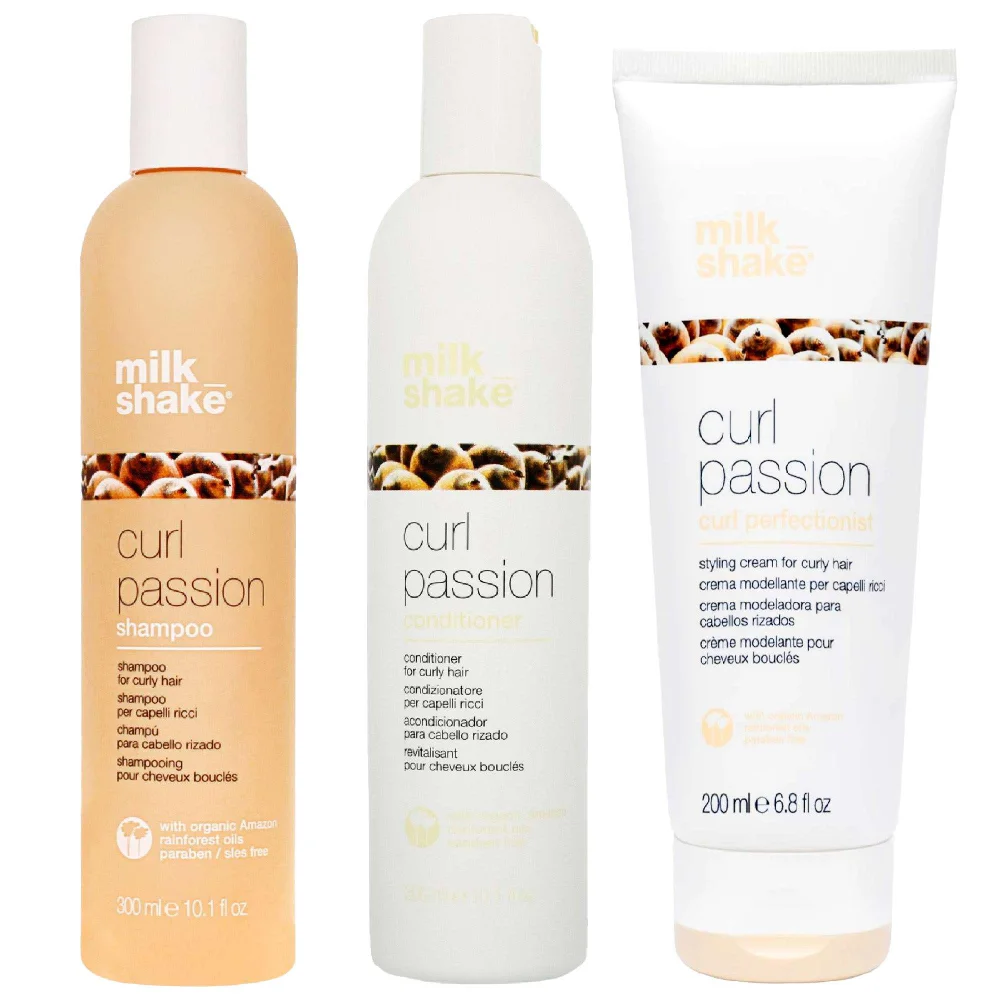 milk_shake Bundles Trio: Curl Passion Shampoo 300ml, Curl Passion Conditioner 300ml & Curl Passion Perfectionist 200ml Image 1