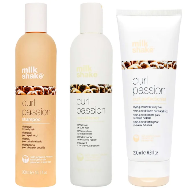 milk_shake Bundles Trio: Curl Passion Shampoo 300ml, Curl Passion Conditioner 300ml & Curl Passion Perfectionist 200ml