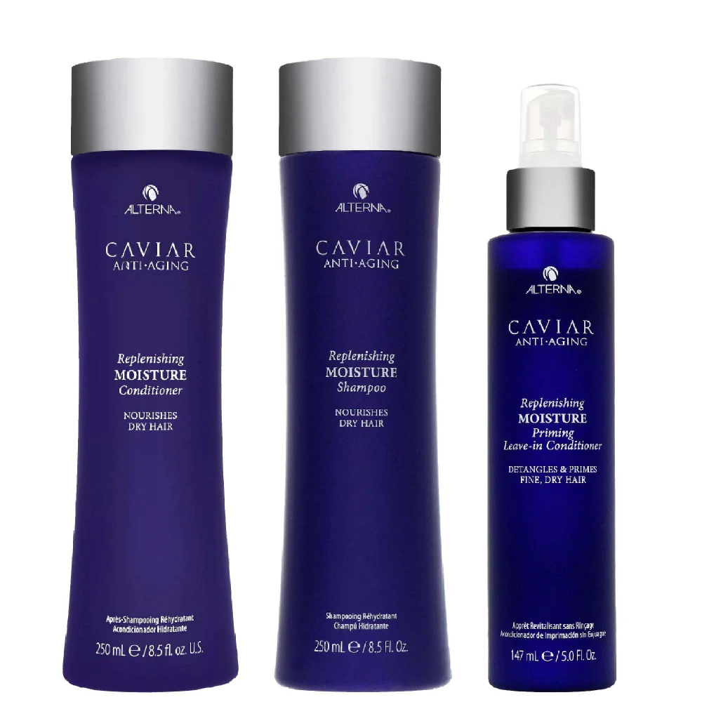 Alterna Bundles Trio: Caviar Replenishing Moisture Shampoo 250ml, Conditioner 250ml & Leave in Conditioner 147ml Image 1
