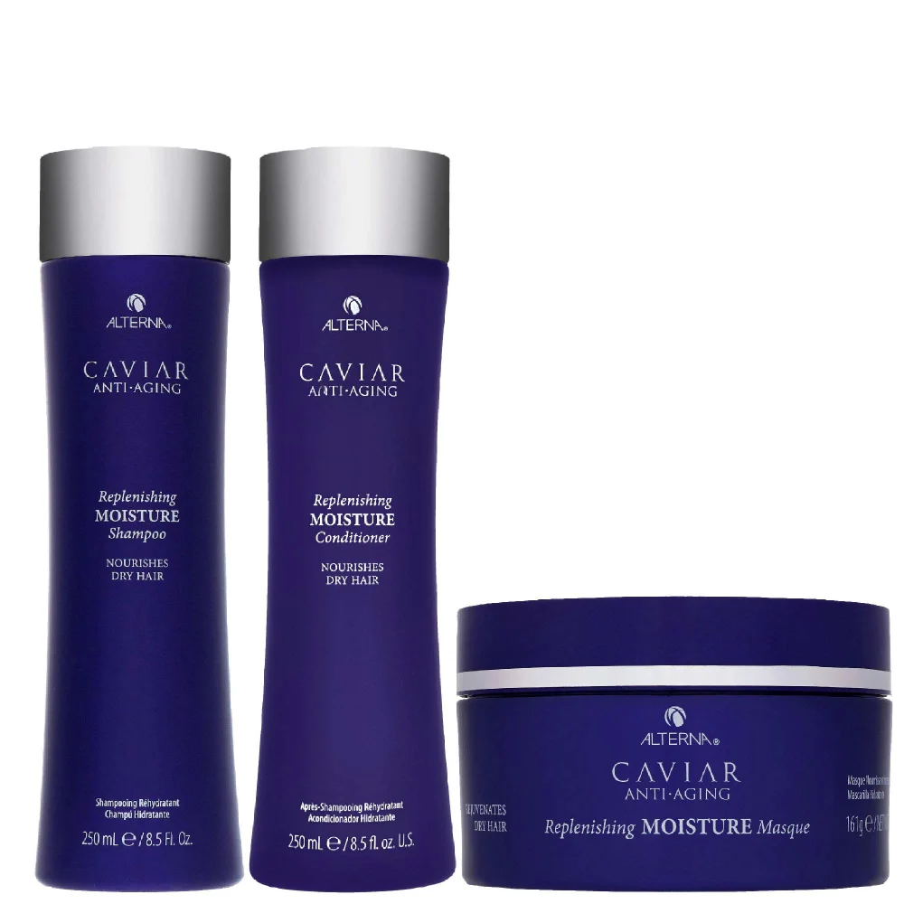 Alterna Trio: Caviar Replenishing Moisture Shampoo 250ml, Conditioner 250ml & Masque 161g Image 1