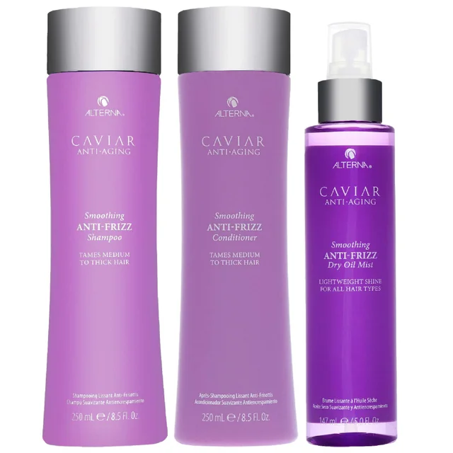 Alterna Trio: Caviar Anti-Aging Smoothing Anti-Frizz Shampoo 250ml, Conditioner 250ml & Dry Oil Mist 147ml
