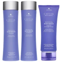 Alterna Trio: Caviar Bond Repair Shampoo 250ml, Conditioner 250ml & Leave-In Overnight Serum 100ml