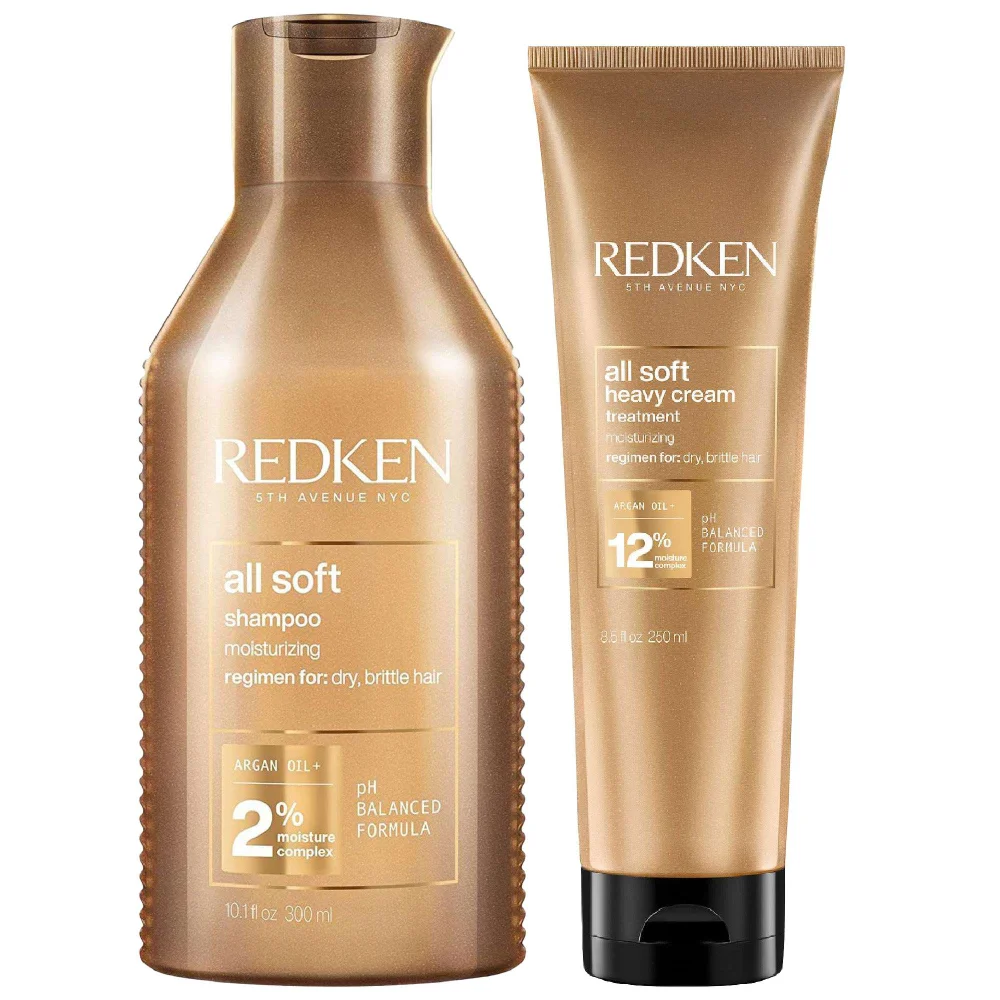 Redken Duo: All Soft Heavy Cream 250ml & All Soft Shampoo, For Dry Hair, Intense Softness and Shine 300ml Image 1