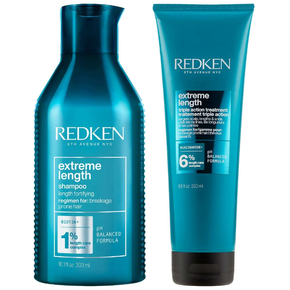 Redken Duo: Extreme Length Shampoo 300ml & Extreme Length Triple Action Treatment 250ml Image 1