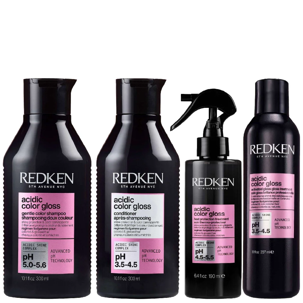 Redken Bundles Set: Acidic Color Gloss Shampoo 300ml, Conditioner 300ml, Gloss Treatment 237ml & Heat Treatment 190ml Image 1