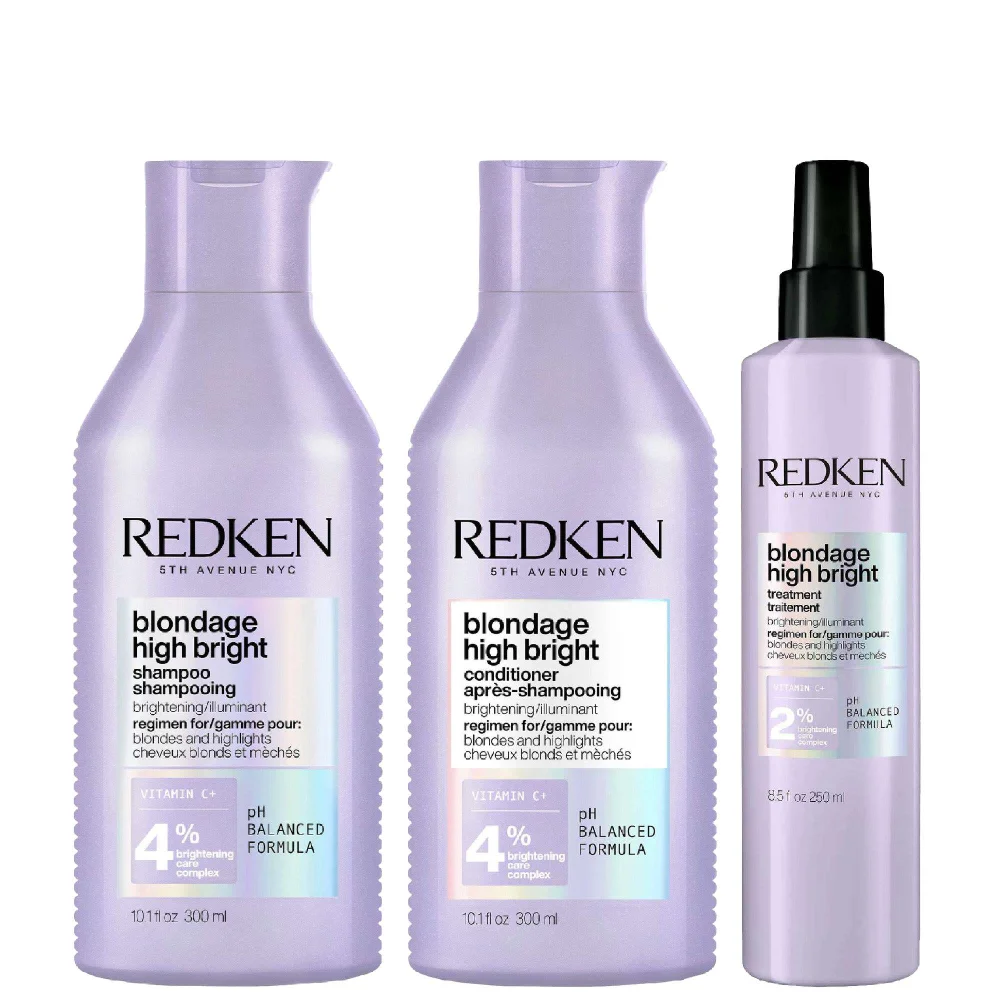 Redken Trio: Blondage High Bright Shampoo 300ml, Conditioner 300ml & Treatment 250ml Image 1