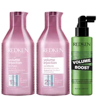 Redken Bundles Trio: Volume Injection Shampoo 300ml, Volume Injection Conditioner 300ml & Styling Volume Boost 250ml