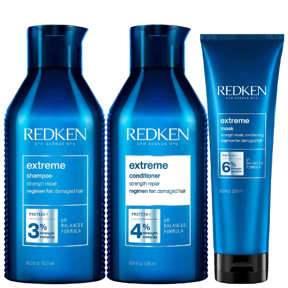 Redken Trio: Extreme Shampoo 500ml, Extreme Conditioner 500ml & Extreme Mask 250ml Image 1