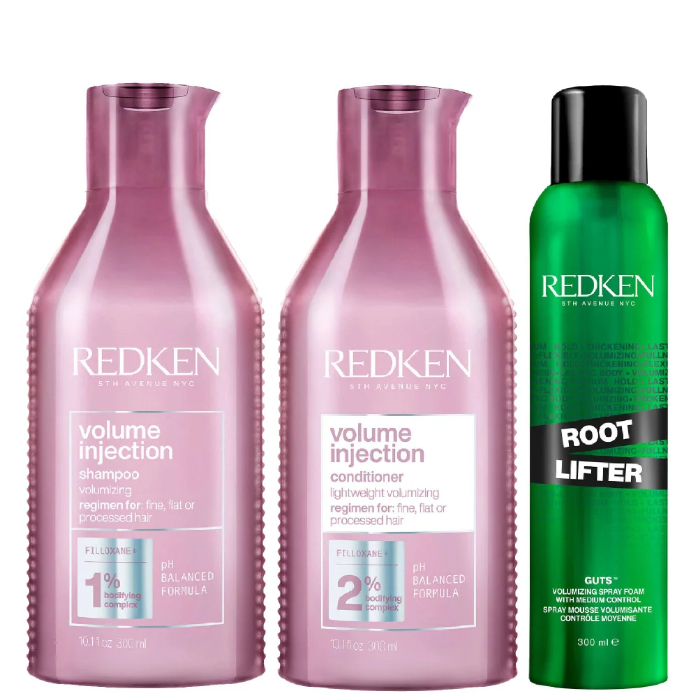 Redken Trio: Volume Injection Shampoo 300ml, Volume Injection Conditioner 300ml & Styling Root Lifter 300ml Image 1