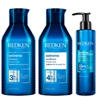 Redken Trio: Extreme Shampoo 500ml, Extreme Conditioner 500ml & Extreme Play Safe 230 Heat Protection 250ml - undefined undefined