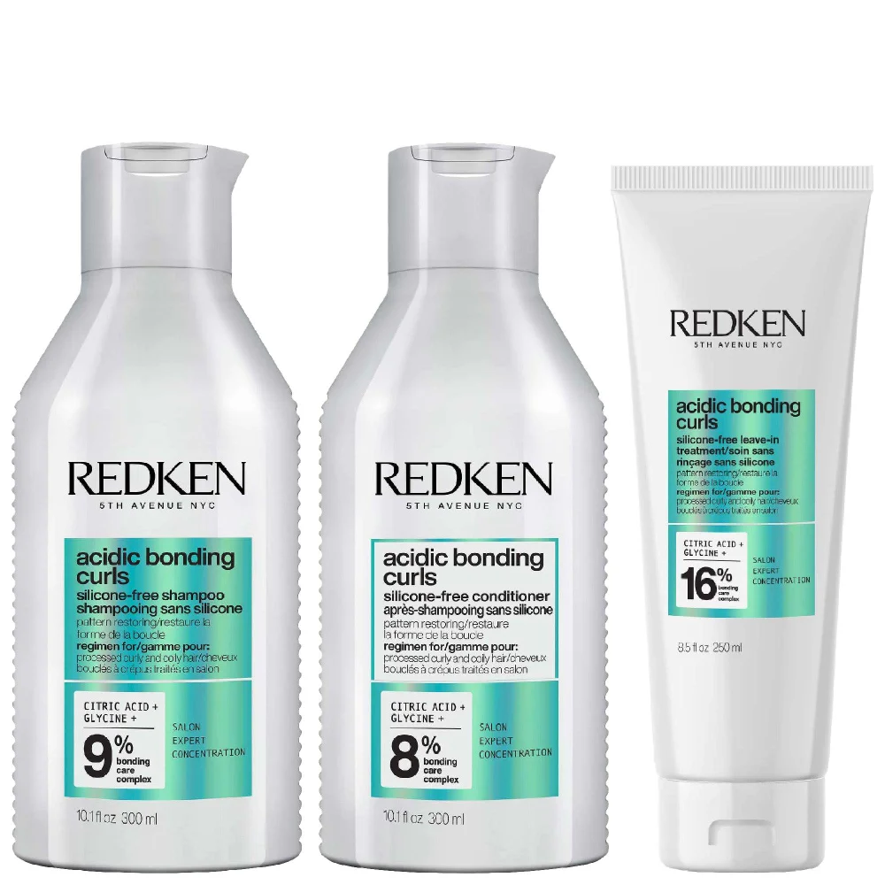 Redken Trio: Acidic Bonding Curls Shampoo 300ml, Conditioner 300ml & Leave-In Hair Treatment 250ml Image 1