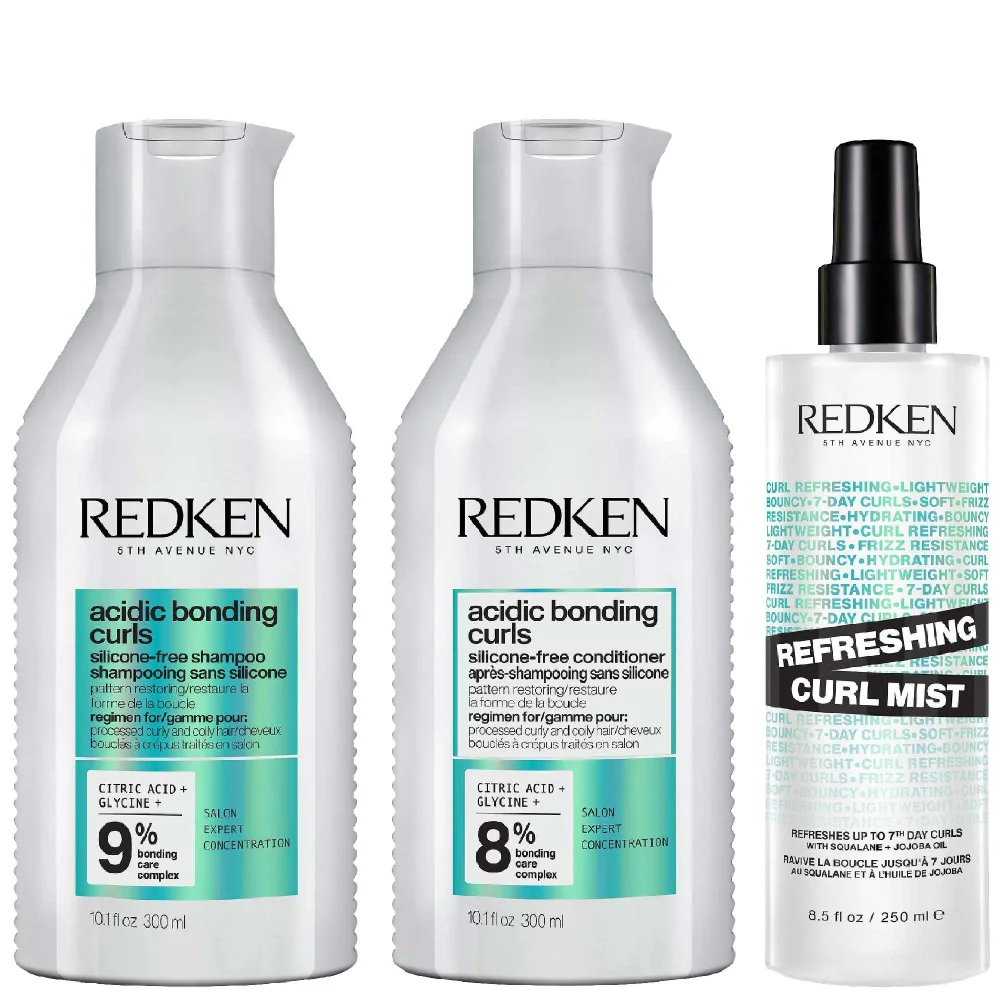Redken Trio: Acidic Bonding Curls Shampoo 300ml, Conditioner 300ml & Refreshing Curl Mist 250ml Image 1