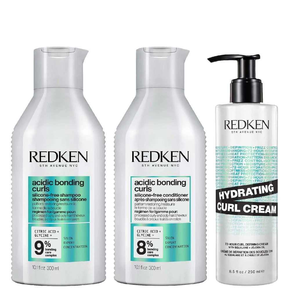 Redken Trio: Acidic Bonding Curls Shampoo 300ml, Conditioner 300ml & Hydrating Curl Cream 250ml Image 1
