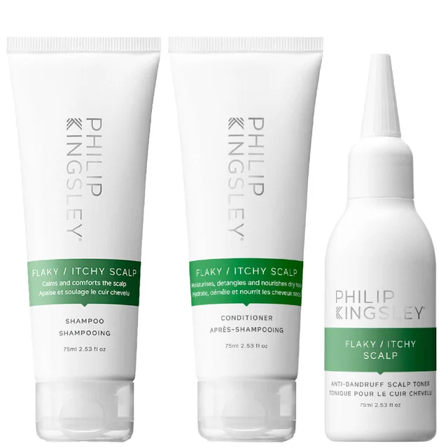 Philip Kingsley Trio: Flaky/Itchy Scalp Shampoo 75ml, Conditioner 75ml & Scalp Toner 75ml