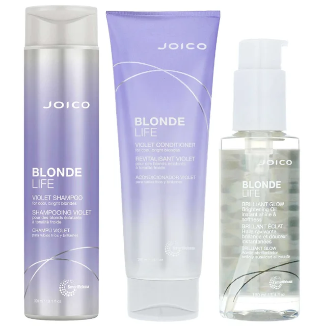 Joico Trio: Blonde Life Violet Shampoo 300ml, Conditioner 250ml & Brilliant Glow Oil 100ml