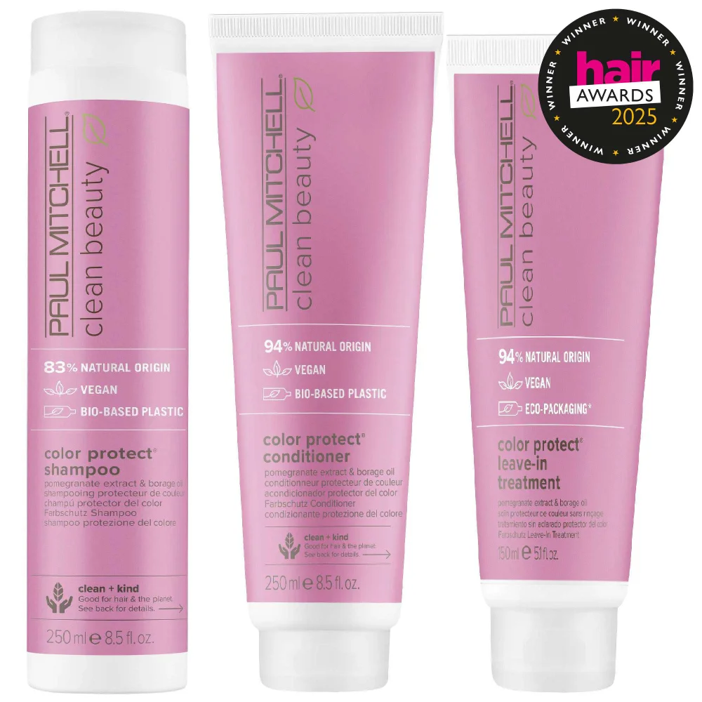 Paul Mitchell Trio: Clean Beauty Color Protect Shampoo 250ml, Conditioner 250ml & Leave In Treatment 150ml Image 1