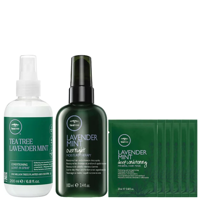 Paul Mitchell Trio: Tea Tree Lavender Mint Moisture Therapy 100ml, Hair Mask 6 x 20ml & Leave-In 200ml