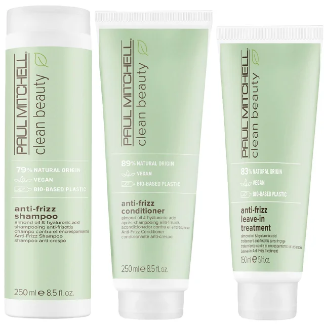 Paul Mitchell Trio: Clean Beauty Anti-Frizz Shampoo 250ml, Conditioner 250ml & Leave-In Treatment 150ml