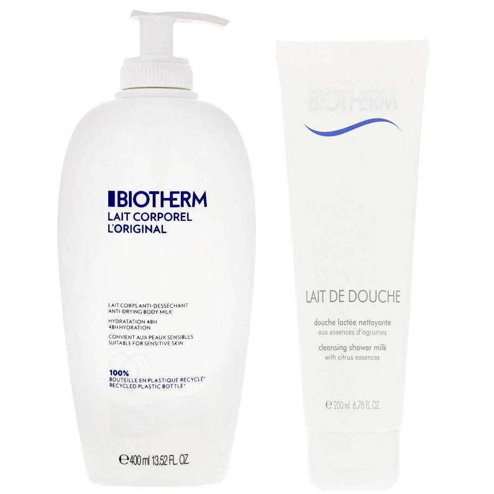 Biotherm Duo: Lait De Douche Cleansing Shower Milk 200ml & Anti-Drying Body Milk with Citrus Extracts 400ml Image 1