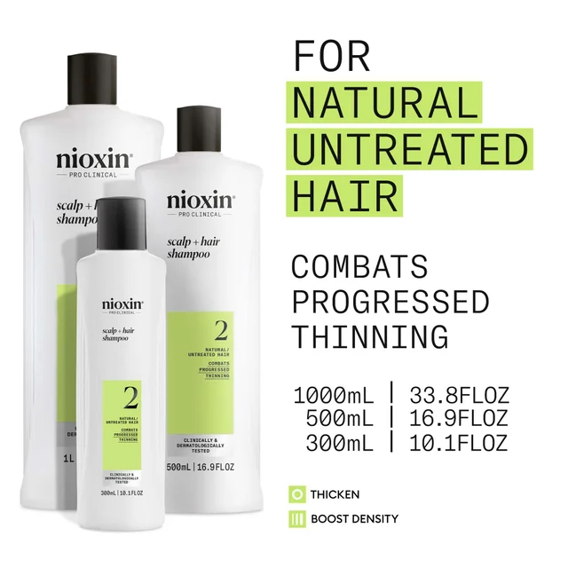 Nioxin Pro Clinical System 2 Shampoo for Natural Hair with Progressed Thinning 300ml