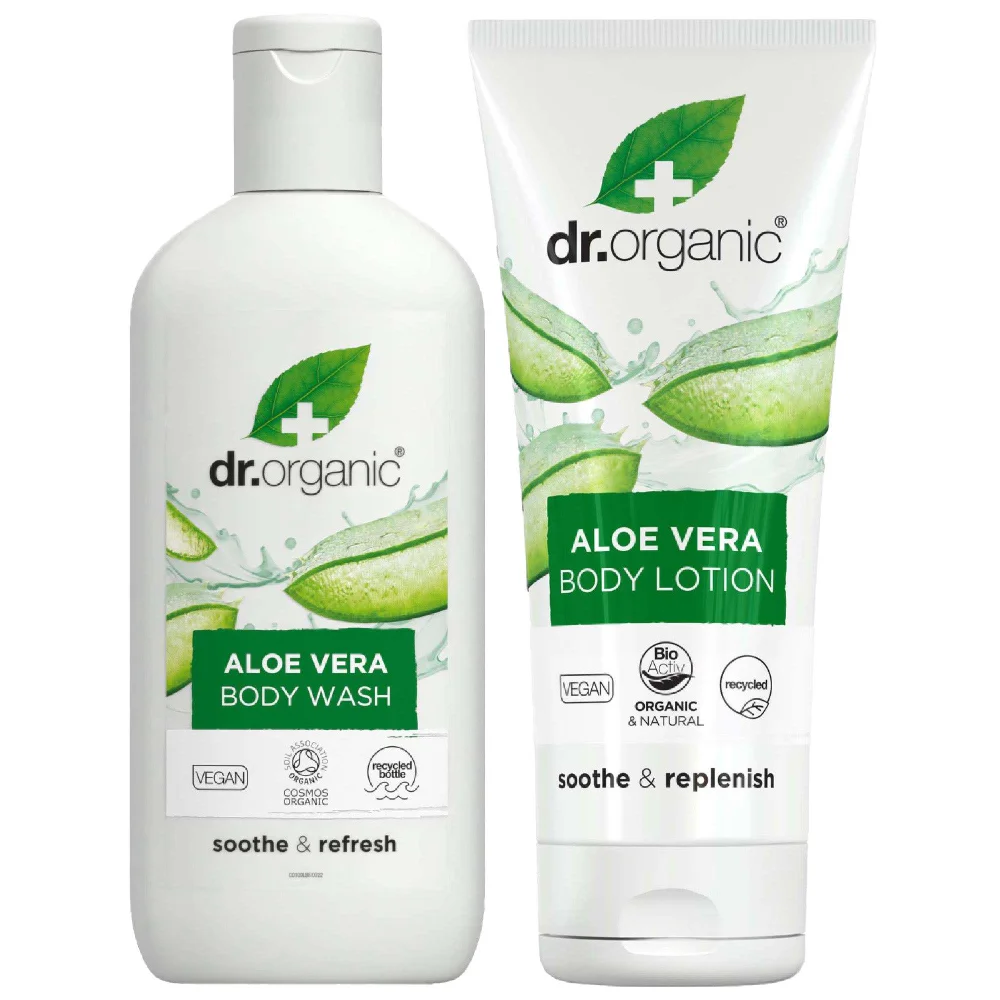 dr.organic Duo: Aloe Vera Body Wash 250ml & Aloe Vera Body Lotion 200ml Image 1