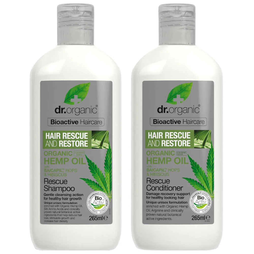 dr.organic Duo: Hemp Oil Rescue Shampoo 265ml & Hemp Oil Rescue Conditioner 265ml Image 1