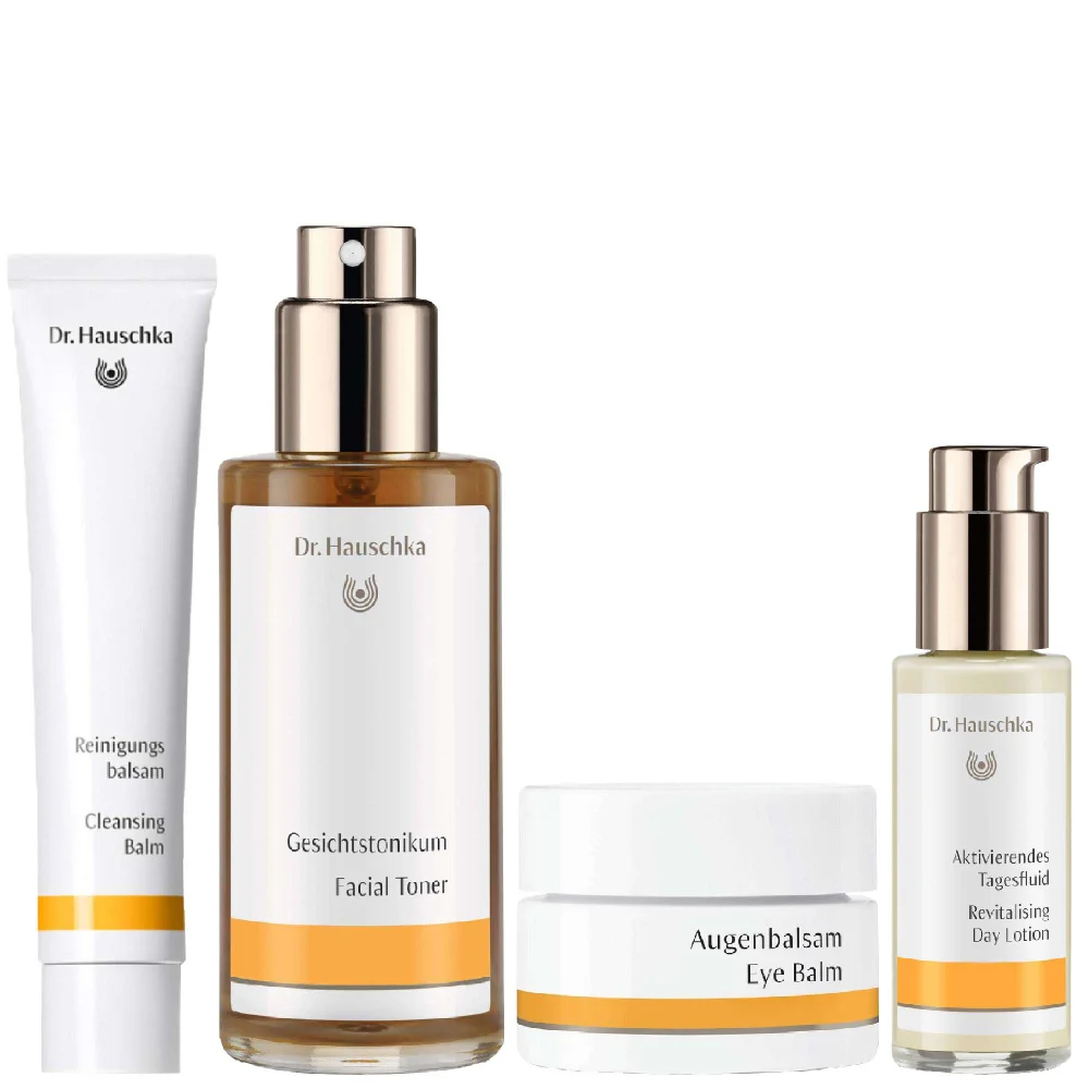 Dr. Hauschka Set: Cleansing Balm 75ml, Facial Toner 100ml, Eye Balm 10ml & Revitalising Day Lotion 50ml Image 1
