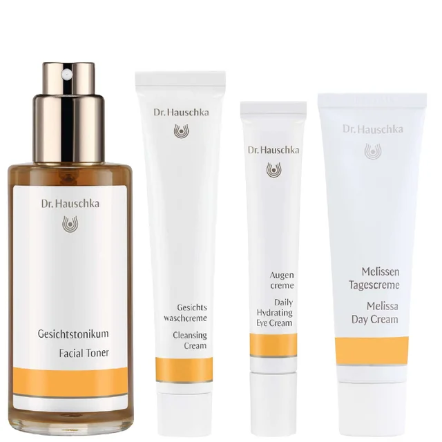 Dr. Hauschka Set: Facial Toner 100ml, Cleansing Cream 50ml, Hydrating Eye Cream 12.5ml & Melissa Day Cream 30ml