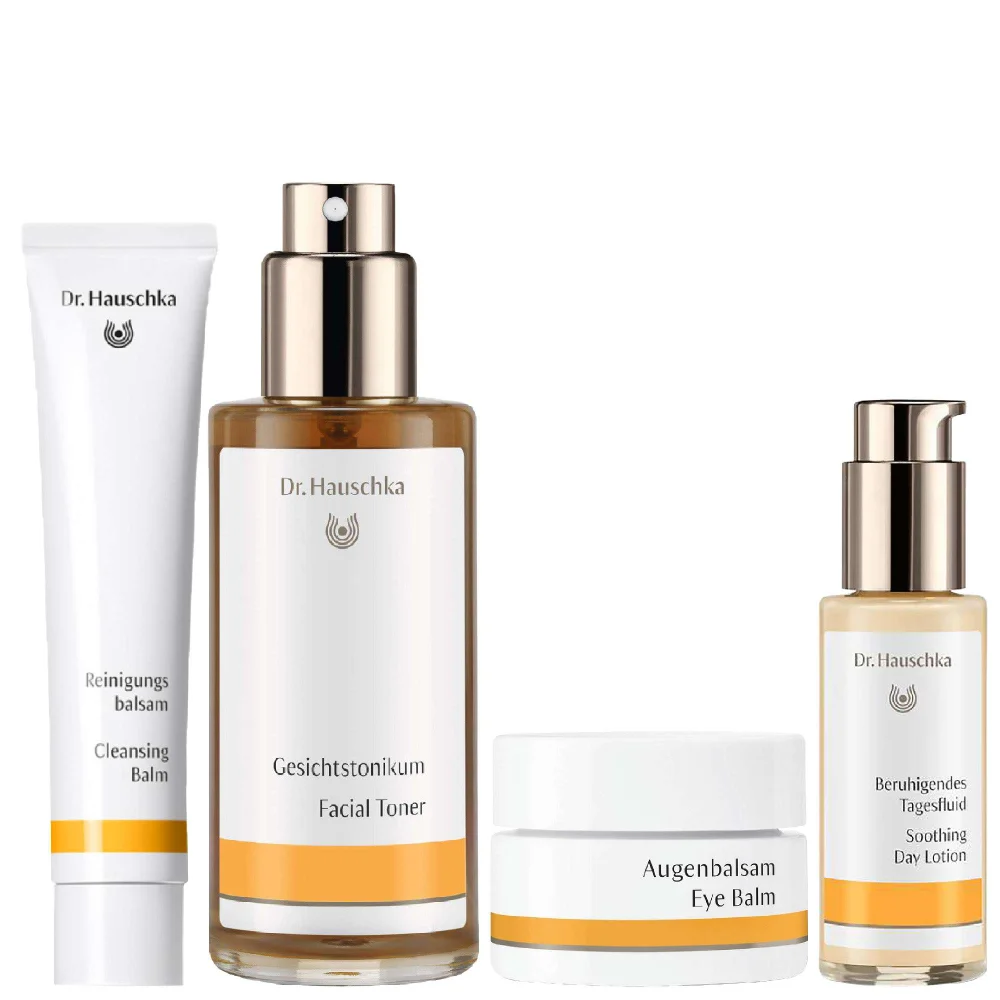Dr. Hauschka Set: Cleansing Balm 75ml, Facial Toner 100ml, Eye Balm 10ml & Soothing Day Lotion 50ml Image 1