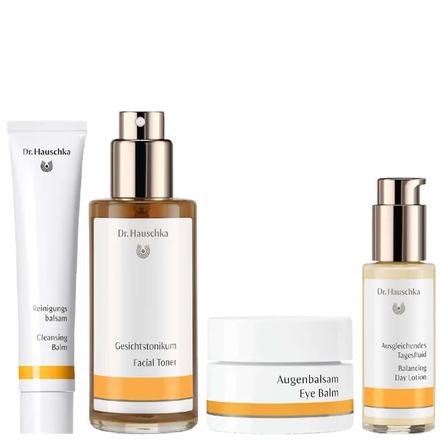 Dr. Hauschka Set: Cleansing Balm 75ml, Facial Toner 100ml, Eye Balm 10ml & Balancing Day Lotion 50ml