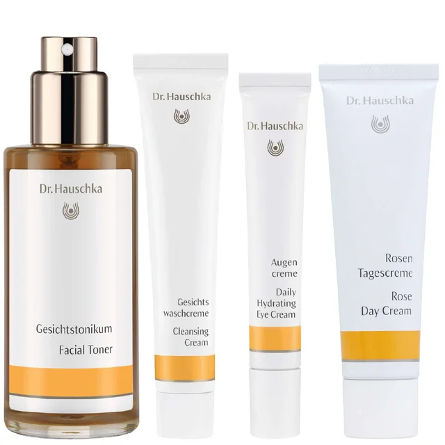 Dr. Hauschka Set: Facial Toner 100ml, Cleansing Cream 50ml, Eye Cream 12.5ml & Rose Day Cream 30ml