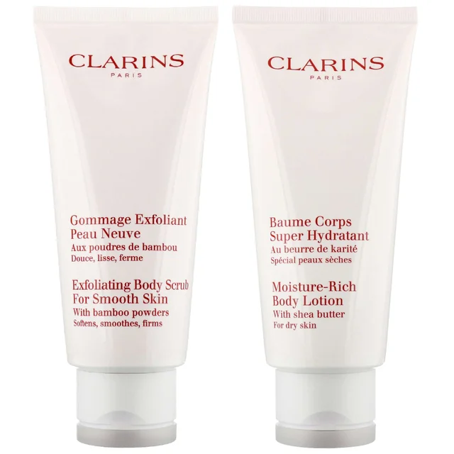 Clarins Bundles Duo: Exfoliating Body Scrub 200ml / 6.9 oz. & Moisture-Rich Body Lotion 200ml / 6.5 oz.