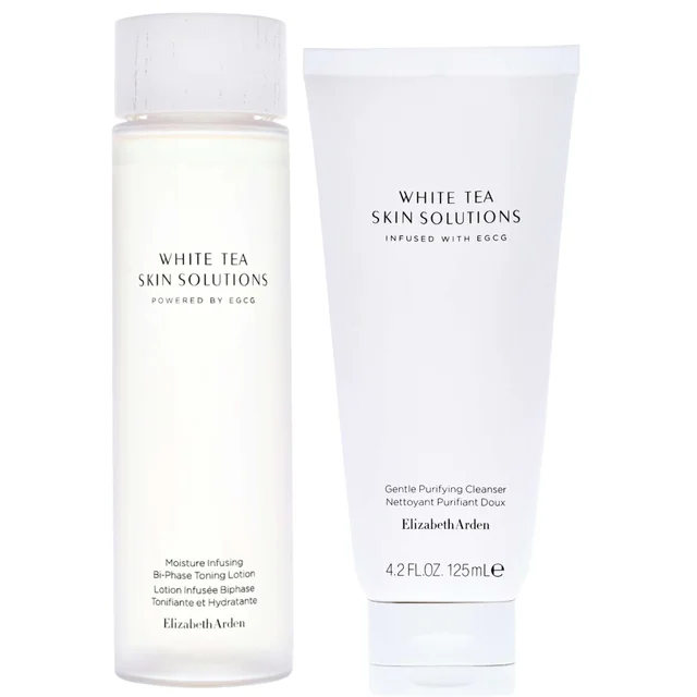 Elizabeth Arden Duo: White Tea Skin Solutions Gentle Purifying Cleanser 125ml & Bi-Phase Toning Lotion 200ml