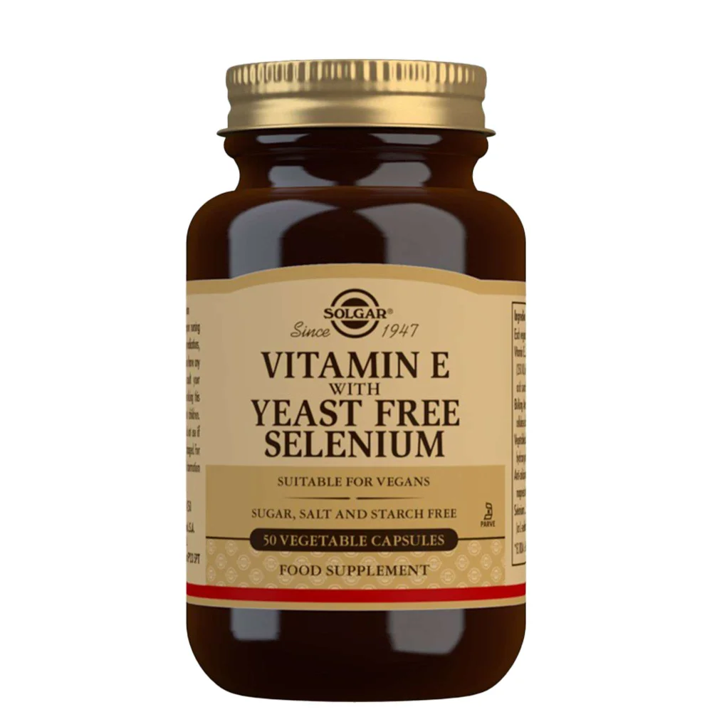 Solgar Vitamins Vitamin E with Yeast Free Selenium Vegetable Capsules x 50 Image 1