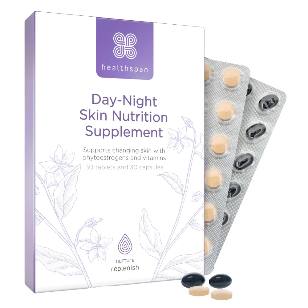 Healthspan Replenish Day−Night Skin Nutrition Supplement x 30 Capsules & 30 Tablets Image 1