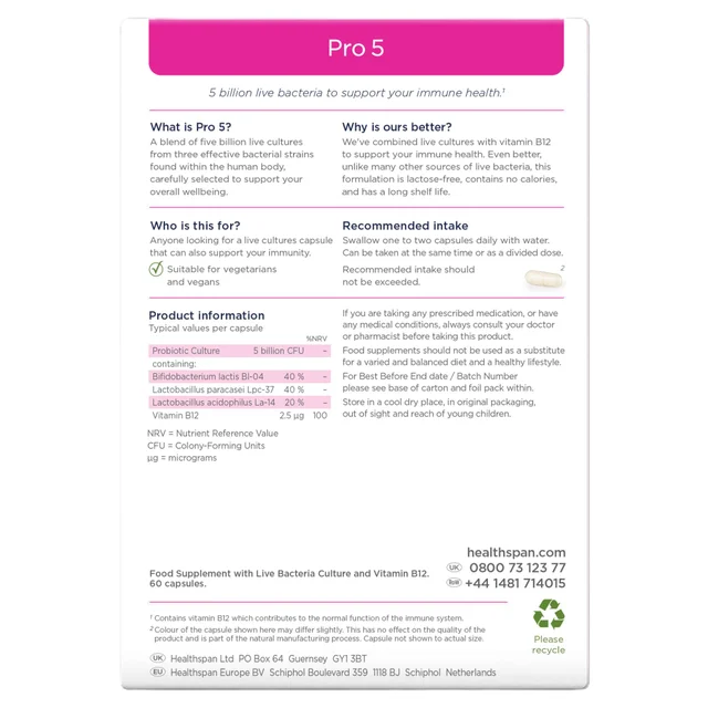 Healthspan Pro 5 Capsules x 60