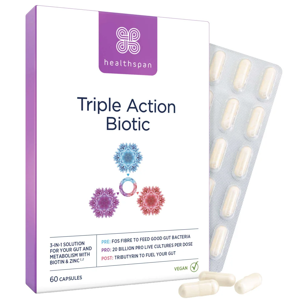 Healthspan Vitamins & Supplements Triple Action Biotic Capsules x 60 Image 1