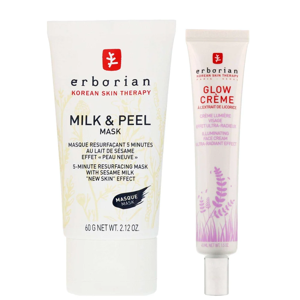 Erborian Duo: Milk & Peel Mask 60g & Glow Creme Illuminating Face Cream 45ml Image 1